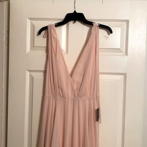 Flowy, blush pink floor length dress